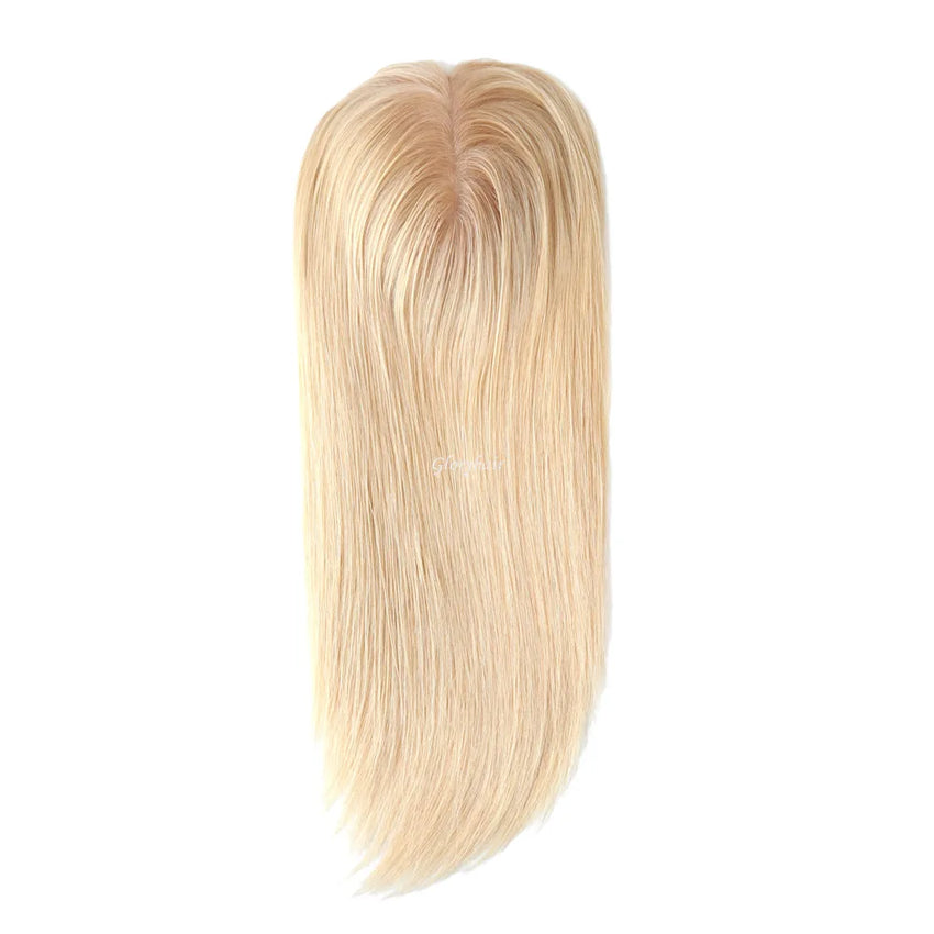 14" 16" Hair Toppers for Women Silk Top Toupee Hairpiece 3 Clip In Blonde Hair Capillary Prosthesis for for White Women