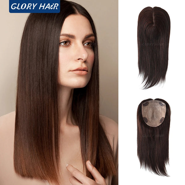 14" 16" Hair Toppers for Women Silk Top Toupee Hairpiece 3 Clip In Blonde Hair Capillary Prosthesis for for White Women