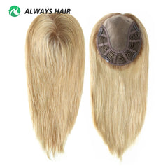 Alwayshair TP18 14" Mono top Wig Topper for Women Straight Human Hair Women Toupee Clip in Toppers 120% Density Hair Pieces Hot
