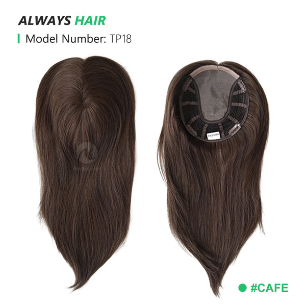 Alwayshair TP18 14" Mono top Wig Topper for Women Straight Human Hair Women Toupee Clip in Toppers 120% Density Hair Pieces Hot