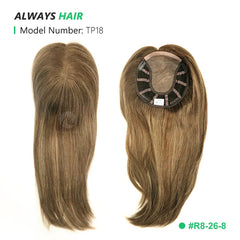 Alwayshair TP18 14" Mono top Wig Topper for Women Straight Human Hair Women Toupee Clip in Toppers 120% Density Hair Pieces Hot