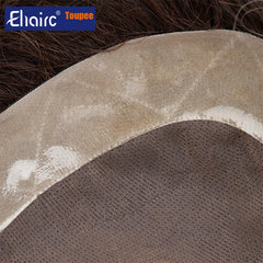 Brown Color  Mono & Pu Male Hair Prosthesis Breathable Natural Hairline Human Hair Toupee Man Wig Exhuast Systems Free Shipping