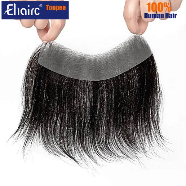 Natural Human Hair Toupee Realistic Front Hairline Free Super Tape V Loop Men Wig 6" Male Wig Skin PU Base Free Shipping