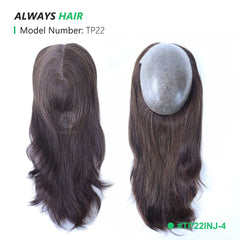 TP22INJ - All Injected Polyskin Hair Topper Chinese Culticle Remy Hairpieces for Women 14" 16" Toupee Women