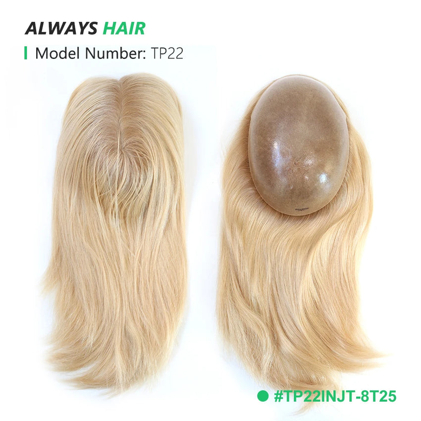 TP22INJ - All Injected Polyskin Hair Topper Chinese Culticle Remy Hairpieces for Women 14" 16" Toupee Women