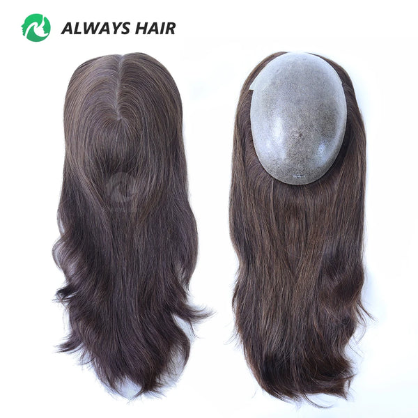 TP22INJ - All Injected Polyskin Hair Topper Chinese Culticle Remy Hairpieces for Women 14" 16" Toupee Women
