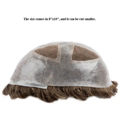 Toupee Men Breathable Lace PU Hair System with Skin Around Male Hair Prosthesis 7" Men Wig For Man 100% Human Hair System Unit