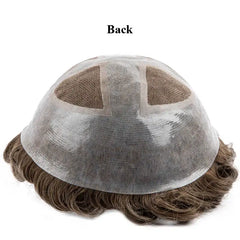 Toupee Men Breathable Lace PU Hair System with Skin Around Male Hair Prosthesis 7" Men Wig For Man 100% Human Hair System Unit