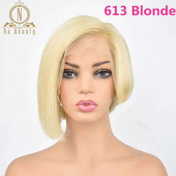 Pixie Cut Ombre Color Lace Front Human Hair Short Bob Wigs - Bellelooks