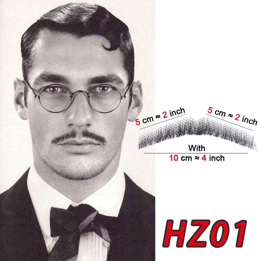 100 Human Hair Fake Face Beard Mustache Black Color for Adults Men Realistic Makeup Lace Invisible False Beard Black Facial Hair