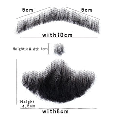 100 Human Hair Fake Face Beard Mustache Black Color for Adults Men Realistic Makeup Lace Invisible False Beard Black Facial Hair