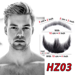 100 Human Hair Fake Face Beard Mustache Black Color for Adults Men Realistic Makeup Lace Invisible False Beard Black Facial Hair