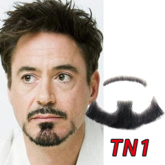 100 Human Hair Fake Face Beard Mustache Black Color for Adults Men Realistic Makeup Lace Invisible False Beard Black Facial Hair