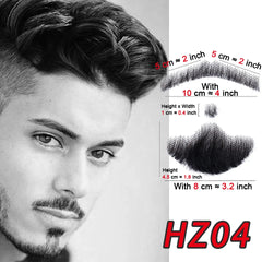 100 Human Hair Fake Face Beard Mustache Black Color for Adults Men Realistic Makeup Lace Invisible False Beard Black Facial Hair