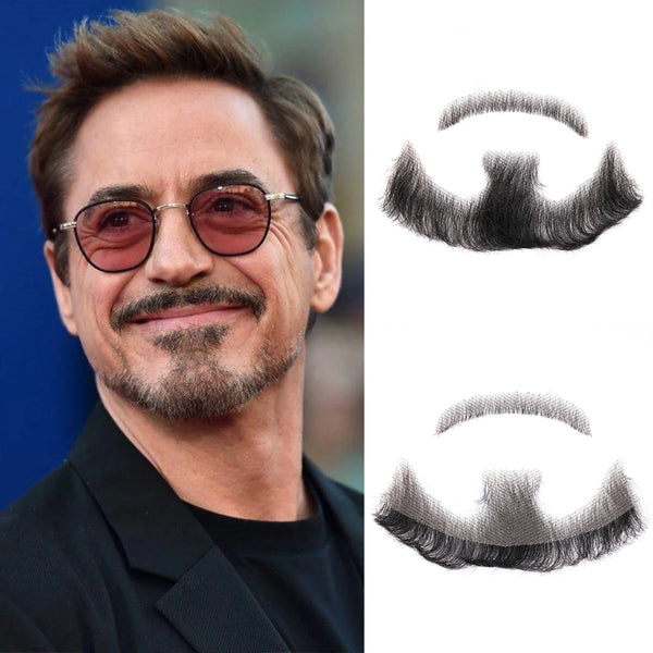 100 Human Hair Fake Face Beard Mustache Black Color for Adults Men Realistic Makeup Lace Invisible False Beard Black Facial Hair