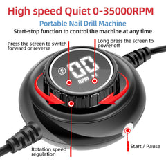 35000RPM Manicure Machine Electric Nail Drill Portable Nail Lathe Electric Manicure Cutter Set Nail Gel Polisher Salon Equipment