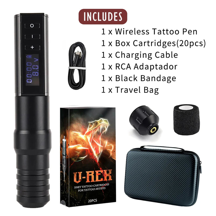 Ambition XNET Professional Wireless Tattoo Machine Gun Pen With Portable Power Coreless Motor Digital LED Display For Body Art