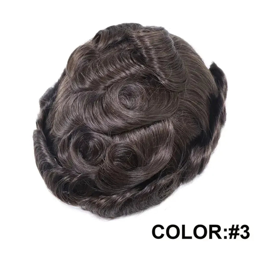 Australia Base Human Hair Toupee for Men Patch Natural Black French Lace Thin Skin Pu Male Wig's Hairpiece System Prosthesis
