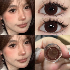Bio-essense 1 Pair Big Eyes Black Lenses 14.5MM Korean Natural Lenses Color Contact Lenses Eyes with Gray Beautiful Pupil Lentes