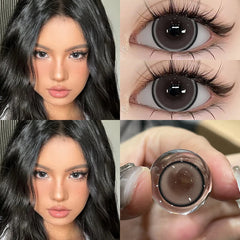 Bio-essense 1 Pair Big Eyes Black Lenses 14.5MM Korean Natural Lenses Color Contact Lenses Eyes with Gray Beautiful Pupil Lentes