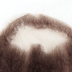 Brown Curly Fake Beard 100% Human Hair Realistic False Beard Lace Invisible Fake Mustache for Men Makeup Facial Hair