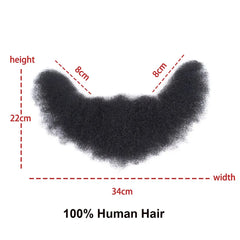Brown Curly Fake Beard 100% Human Hair Realistic False Beard Lace Invisible Fake Mustache for Men Makeup Facial Hair