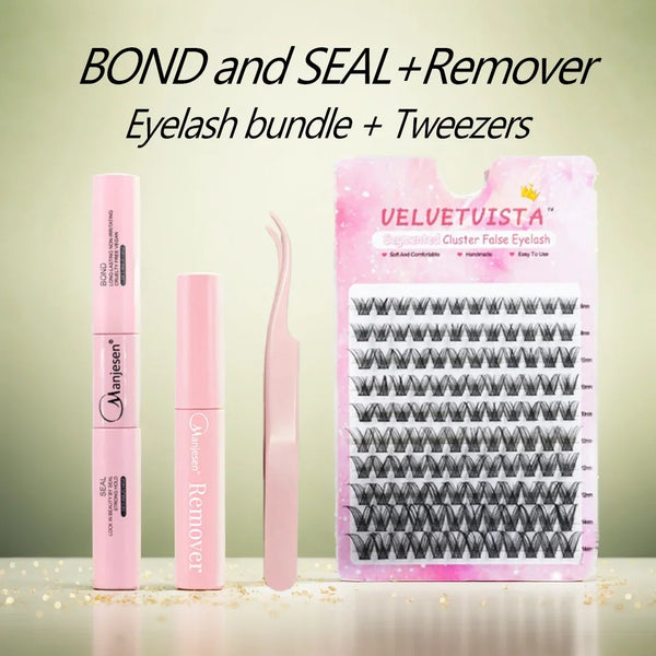 DIY Lashes Extension Kit for Gluing  Lashes Accessories Lash Bond and Seal Eyelashes 240 PCS Lash Clusters Makeup Set