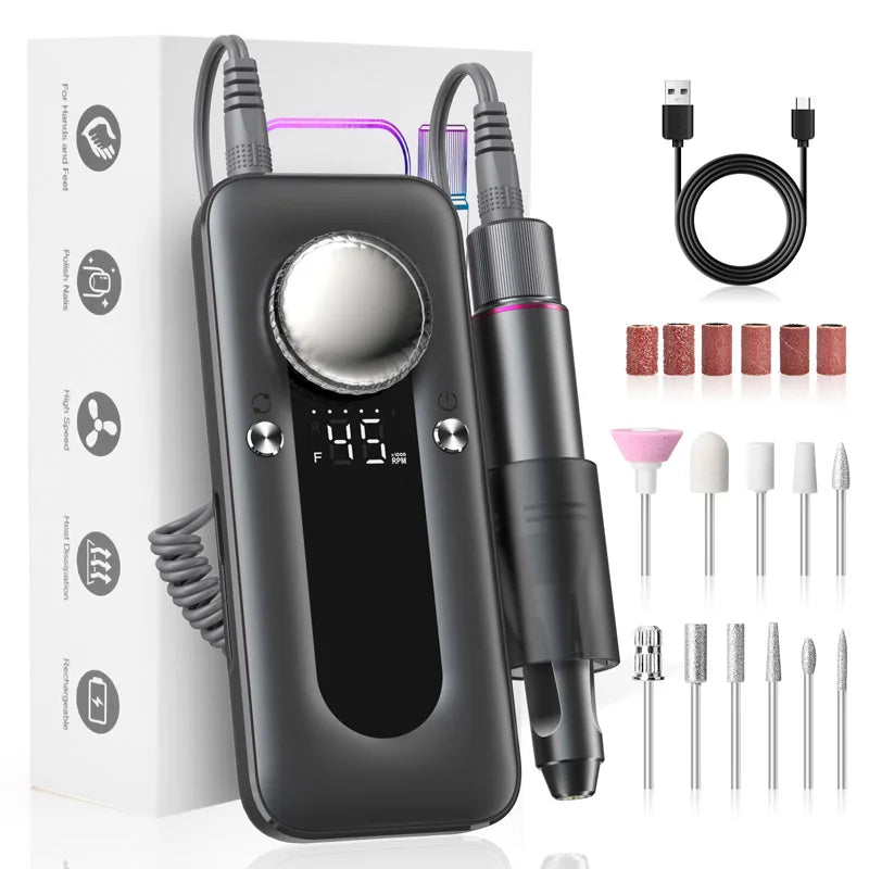 Electric Nail Drill Machine Set 45000RPM Professional Efile Nail Drill Kit, Electric Nail File for Acrylic Nails Gel Nails