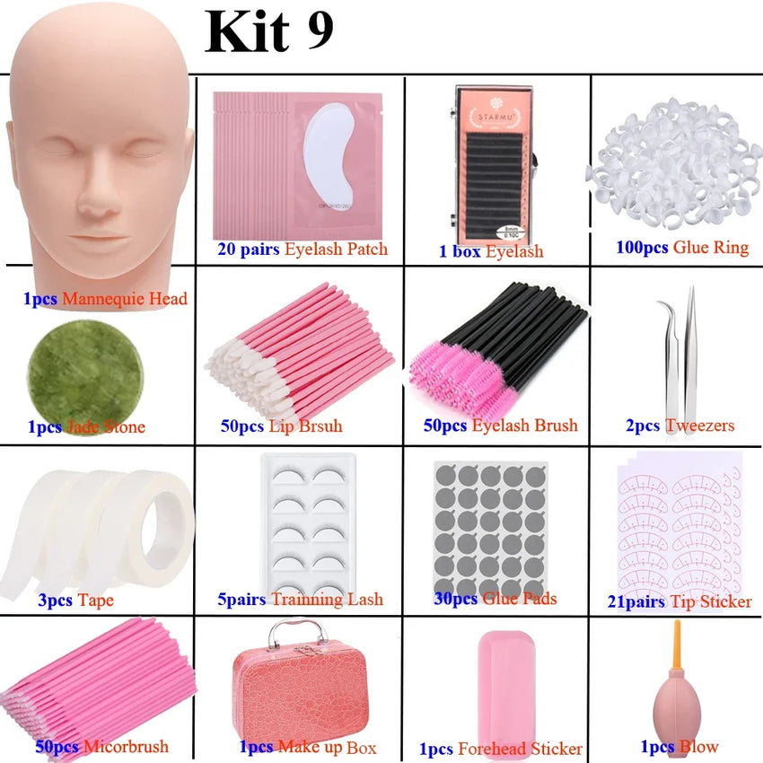Eyelash Extension Supplies Kit for Beginner Mascara Wands Applicator Microbrush Tweezers Glue Ring Eye Pad Lash Accessories
