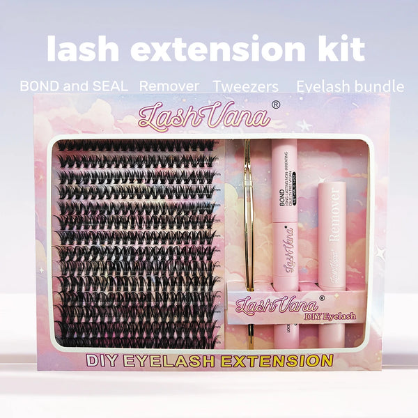 Eyelashes 280 PCS 8-16mm Clusters Lash Bond and Seal Makeup Tools DIY Lashes Extension Kit for Gluing  Lashes Gluing Glue