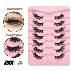 GROINNEYA Half Eye Lashes 5/10 Pairs False Eyelashes Natural  Faux Mink Lashes Cat Eye Lashes Wispy Fluffy Eyelash Extension