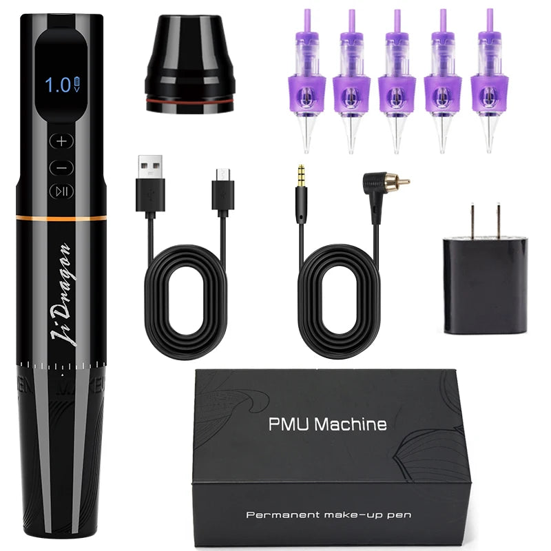 PMU Wireless Machine Permanent Makeup Miroblading for Eyebrows Eyeliner Lip Microshading Professional  SMP Rotary Tattoo Pen Set