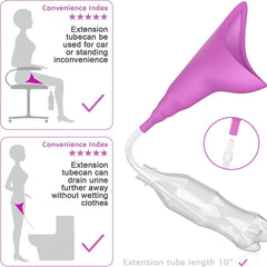 Portable Reusable Urinal Funnel with Extension Tube Urinal Standing Up to Pee Funnel For Camping,Hiking Female Urination Device