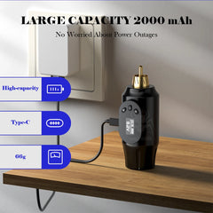 Professional Mini Wireless Tattoo Power Supply Type-C Interface 2000mAh Portable LCD Display For Rotary Machine Fast Charger