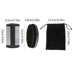 Professional Soft Boar Bristle Wood Beard Brush Hairdresser Shaving Brush Comb Men Mustache Comb Kit With Gift Bag Hair Comb Set
