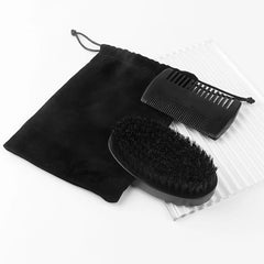 Professional Soft Boar Bristle Wood Beard Brush Hairdresser Shaving Brush Comb Men Mustache Comb Kit With Gift Bag Hair Comb Set