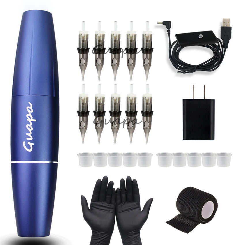 Rotary Tattoo Machine Complete Kit Permanent Makeup Eyebrow Shading Pen With Universal Cartridge For Tattoo Body Art