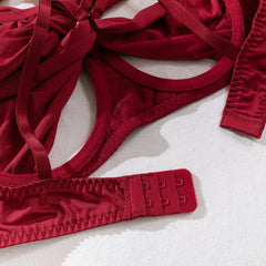 Bowknot Lingerie Open Bra Silk Underwear WIthaca Gloves Bilizna Set Sensual Intimate Garter Thongs Sexy Erotic Outfits
