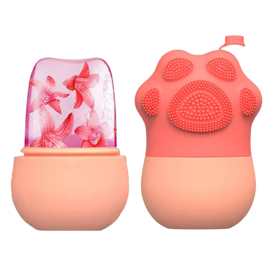 Silicone Ice Roller for Face With Face Cleaning Brush,Facial Ice Roller Skin Care Tool Face Massage Eye Puffiness Relief