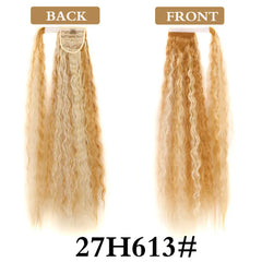 Synthetic Long Corn Wavy Ponytail Hairpiece Wrap on Hair Clip Black Brown Ombre Brown Blonde Hair Extensions Pony Tail 32inch