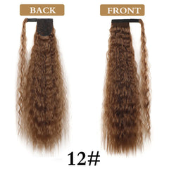 Synthetic Long Corn Wavy Ponytail Hairpiece Wrap on Hair Clip Black Brown Ombre Brown Blonde Hair Extensions Pony Tail 32inch