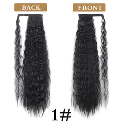 Synthetic Long Corn Wavy Ponytail Hairpiece Wrap on Hair Clip Black Brown Ombre Brown Blonde Hair Extensions Pony Tail 32inch