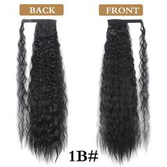 Synthetic Long Corn Wavy Ponytail Hairpiece Wrap on Hair Clip Black Brown Ombre Brown Blonde Hair Extensions Pony Tail 32inch