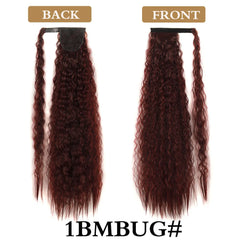 Synthetic Long Corn Wavy Ponytail Hairpiece Wrap on Hair Clip Black Brown Ombre Brown Blonde Hair Extensions Pony Tail 32inch