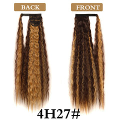 Synthetic Long Corn Wavy Ponytail Hairpiece Wrap on Hair Clip Black Brown Ombre Brown Blonde Hair Extensions Pony Tail 32inch