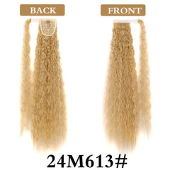Synthetic Long Corn Wavy Ponytail Hairpiece Wrap on Hair Clip Black Brown Ombre Brown Blonde Hair Extensions Pony Tail 32inch