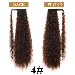 Synthetic Long Corn Wavy Ponytail Hairpiece Wrap on Hair Clip Black Brown Ombre Brown Blonde Hair Extensions Pony Tail 32inch