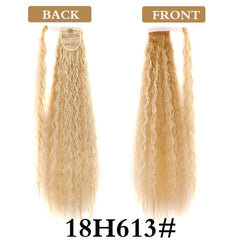 Synthetic Long Corn Wavy Ponytail Hairpiece Wrap on Hair Clip Black Brown Ombre Brown Blonde Hair Extensions Pony Tail 32inch