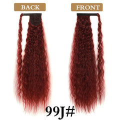 Synthetic Long Corn Wavy Ponytail Hairpiece Wrap on Hair Clip Black Brown Ombre Brown Blonde Hair Extensions Pony Tail 32inch