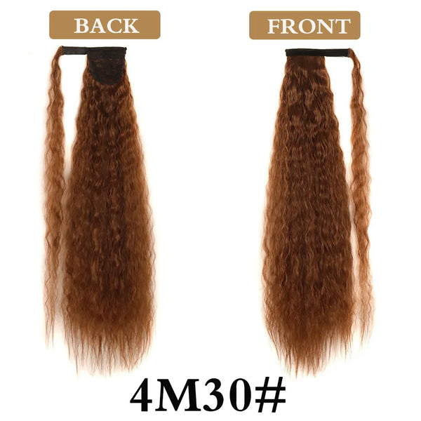 Synthetic Long Corn Wavy Ponytail Hairpiece Wrap on Hair Clip Black Brown Ombre Brown Blonde Hair Extensions Pony Tail 32inch